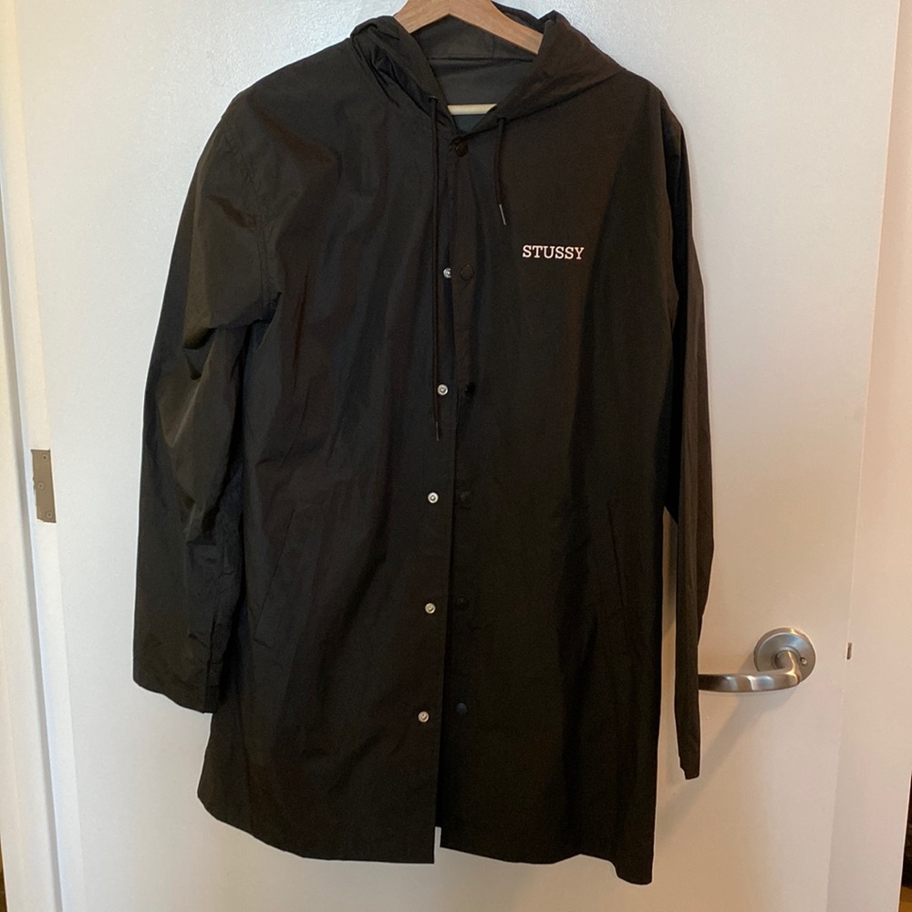 Stussy Long Hooded Coach Jacket Black